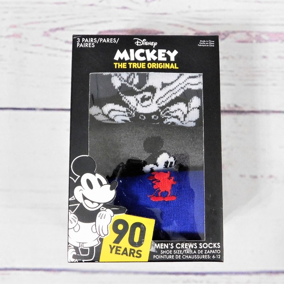 Disney Other - Mickey Men's Crew Socks, 3 Pairs, Size 6-12